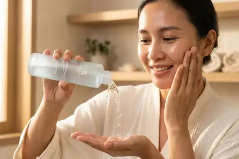 Langkah 1 tepuk lembut Deep Sea Water Treatment Lotion 150ml pada wajah