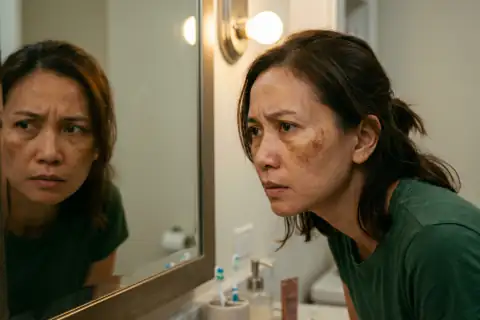 Tampilan flek hitam dan garis halus akibat skin barrier kekurangan air