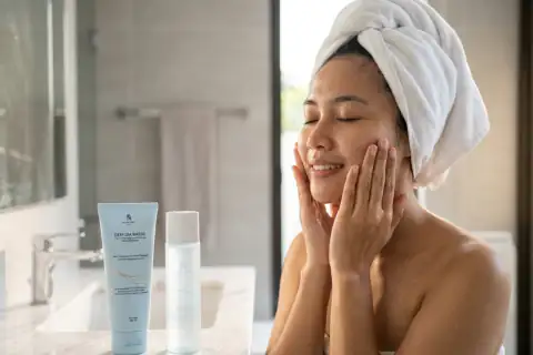 Langkah 1 mencuci wajah dengan Deep Sea Water Facial Wash Gel 100ml