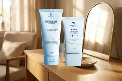 Kemasan Numa Skin Paket Daily Protection Facial Wash 100ml dan Oxydew Sunscreen 30ml