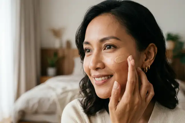 Wanita Indonesia dengan kulit kenyal, cerah, dan terlindungi berkat rangkaian 3 produk Numa Skin